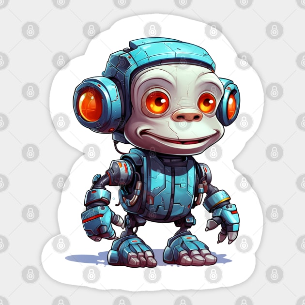 Cartoon monkey robots. T-Shirt, Sticker. Sticker by AndreKENO